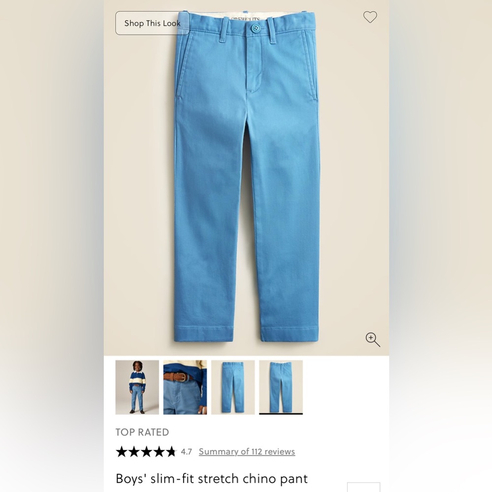 NWT JCrew Boys Stretch Chino Pants